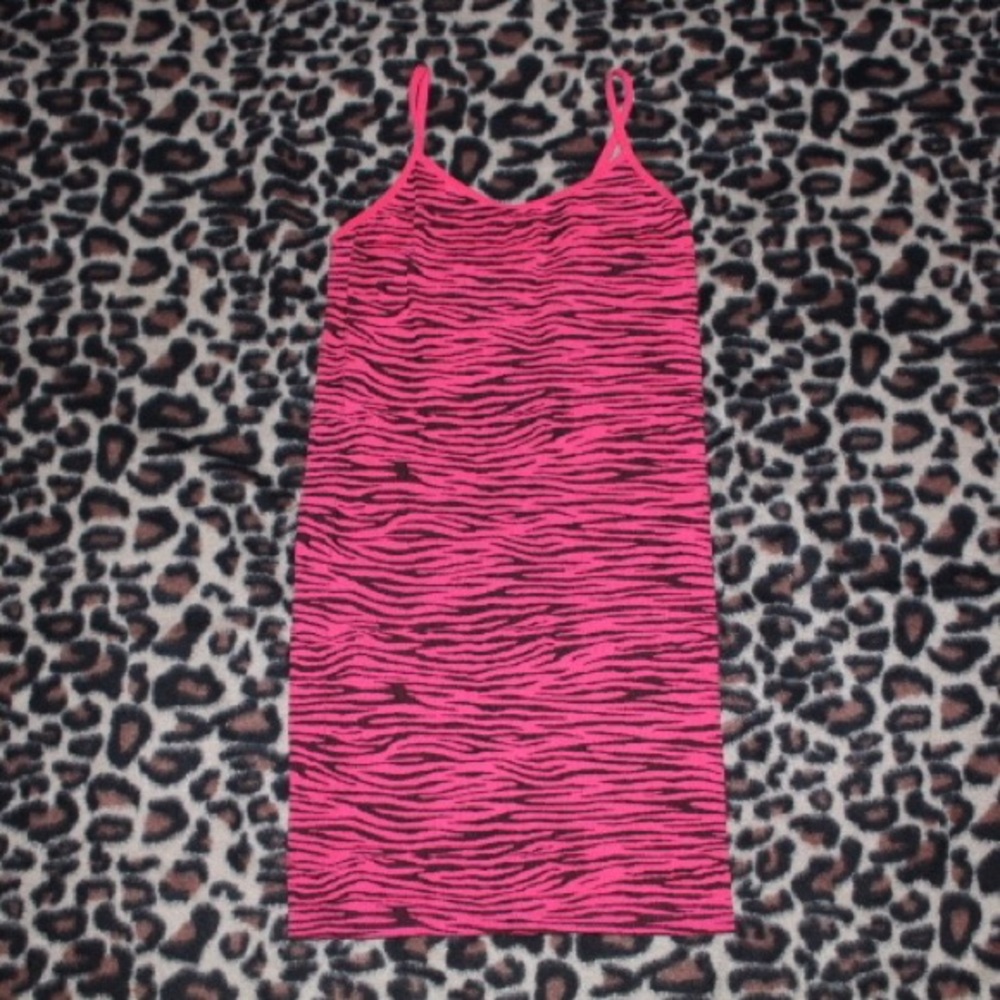 vintage hot pink zebra print bodycon tube tank